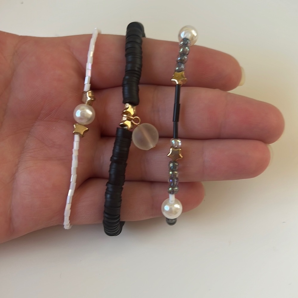 Dark night galaxy inspired set of 3 bracelets